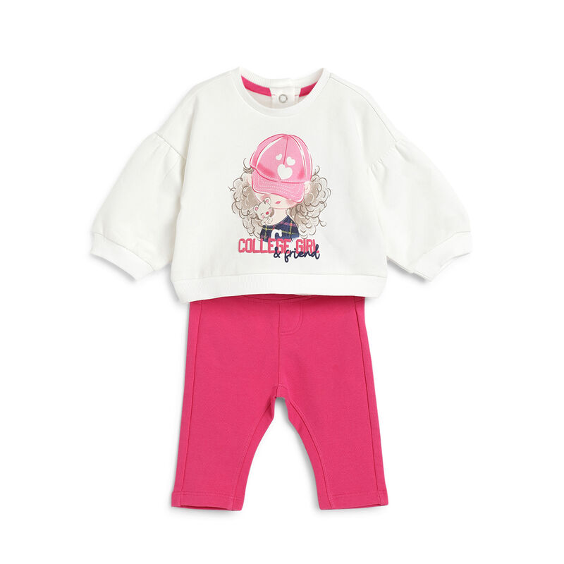 Girls Bronze Printed Sweatshirt With Leggings image number 0